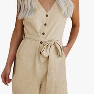 Beige Sleeveless Jumpsuit